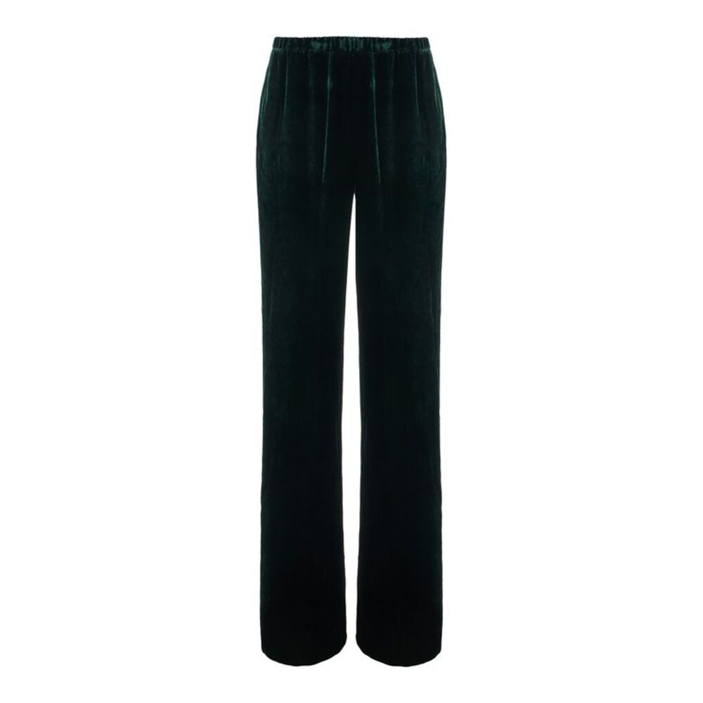 Antonelli Women 'Fazio' Green Pants With Elasticated Waist In Velvet For Women